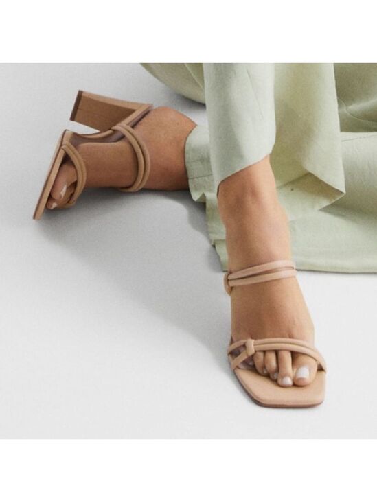 Reiss Shoes - Reiss Emmy Leather Strappy Block Heels in Cream Size 41, 10.5 US